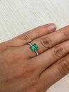 0.90 Carat 7x6 Vivid Green Natural Loose Colombian Emerald- Emerald Cut